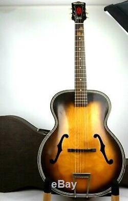 1960 Vintage Harmony Archtop Acoustic Guitar With Case Nice! H1213 MADE IN USA