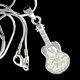 Acoustic Guitar Made With Swarovski Crystal Music Rock Folk Classical Necklace