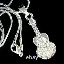 ACOUSTIC GUITAR made with Swarovski Crystal Music Rock Folk Classical Necklace