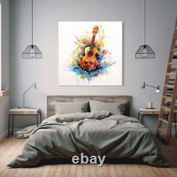 Acoustic Guitar Music Colourful Watercolour Painting Canvas Print Wall Art