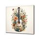 Acoustic Guitar Music Flowers Watercolour Painting Canvas Print Wall Art