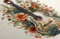 Acoustic Guitar Music Flowers Watercolour Painting Canvas Print Wall Art