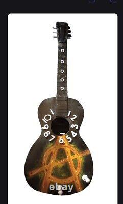 Acoustic Guitar Shaped Hand Made Wall Clock And Hat Rack Anarchy Symbol wall Art