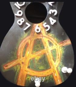 Acoustic Guitar Shaped Hand Made Wall Clock And Hat Rack Anarchy Symbol wall Art