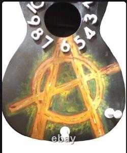 Acoustic Guitar Shaped Hand Made Wall Clock And Hat Rack Anarchy Symbol wall Art