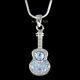Blue Acoustic Guitar Made With Swarovski Crystal Music Rock Classical Necklace