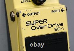 Boss SD-1 Vintage 1983 Super Overdrive Yellow Guitar Effect Pedal. Made In Japan