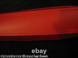 Deluxe Guitar Strap Red Leather Velvet padding Hand made in Italy NO LABELS