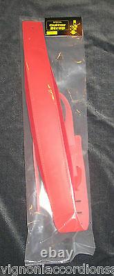 Deluxe Guitar Strap Red Leather Velvet padding Hand made in Italy NO LABELS