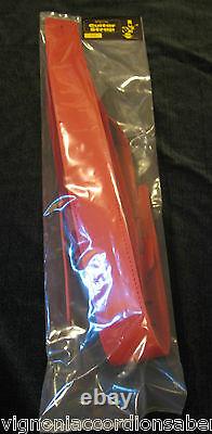 Deluxe Guitar Strap Red Leather Velvet padding Hand made in Italy NO LABELS