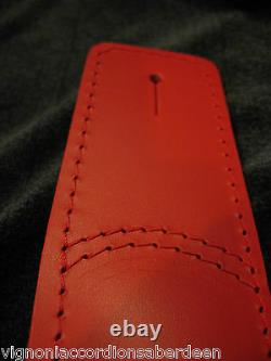 Deluxe Guitar Strap Red Leather Velvet padding Hand made in Italy NO LABELS