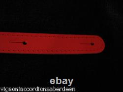 Deluxe Guitar Strap Red Leather Velvet padding Hand made in Italy NO LABELS