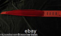 Deluxe Guitar Strap Red Leather Velvet padding Hand made in Italy NO LABELS