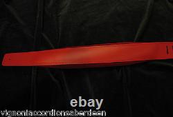 Deluxe Guitar Strap Red Leather Velvet padding Hand made in Italy NO LABELS