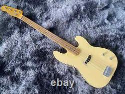 Electric Guitar Bass Yellow Color Hand Made Old 4 Strings Maple Neck Fingerboard