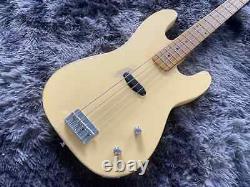 Electric Guitar Bass Yellow Color Hand Made Old 4 Strings Maple Neck Fingerboard