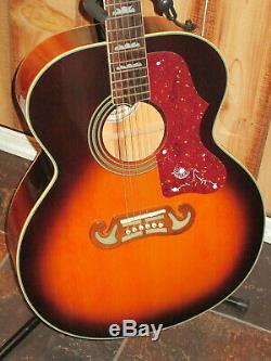 Epiphone EJ 200 Jumbo Vintage Sunburst 6 String Acoustic Made in Korea