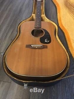 Epiphone Flat Top FT -147 Acoustic Guitar Made In Japan 1972 &Original Hard Case