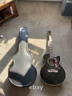 Epiphone j200 SCE Electro Acoustic guitar Black With Custom Made Hard Case