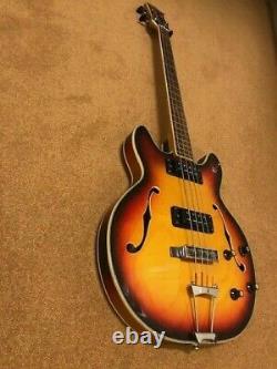 Eros Bass guitar semi acoustic 60/70's Sunburst finish 2 pickups Made in Japan