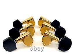 Gotoh SG301-EN01G Guitar Tuners Gold 3+3 with Ebony Buttons Made in Japan