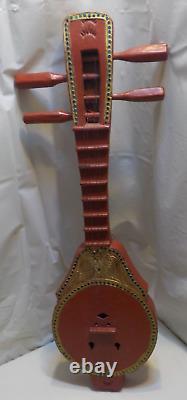 Hand made Four string bohemian art acoustic guitar / wall hanger / 27 in. Long