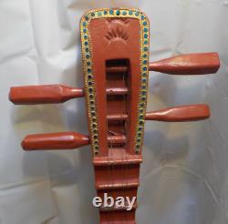 Hand made Four string bohemian art acoustic guitar / wall hanger / 27 in. Long