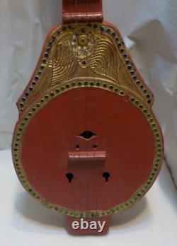 Hand made Four string bohemian art acoustic guitar / wall hanger / 27 in. Long