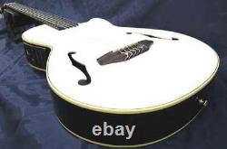 K. YAIRI KYF-CTM F-Hall Electric Acoustic Nylon Guitar White Made in Japan withHC