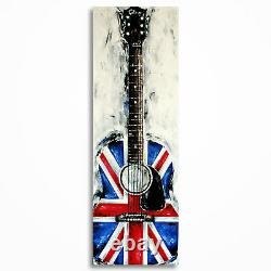 Original Union Jack acoustic guitar painting on canvas, Music art -MADE TO ORDER