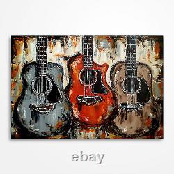 Original acoustic guitar painting on canvas, Large Music Art MADE TO ORDER