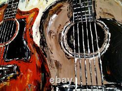 Original acoustic guitar painting on canvas, Large Music Art MADE TO ORDER