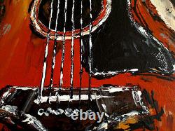 Original acoustic guitar painting on canvas, Large Music Art MADE TO ORDER