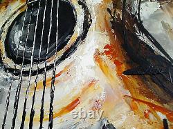 Original acoustic guitar painting on canvas, music wall art, MADE TO ORDER