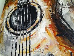 Original acoustic guitar painting on canvas, music wall art, MADE TO ORDER