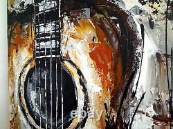 Original acoustic guitar painting on canvas, music wall art, MADE TO ORDER
