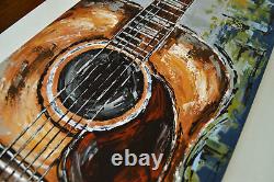 Original guitar painting on canvas, music art, acoustic guitar art MADE TO ORDER