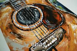 Original guitar painting on canvas, music art, acoustic guitar art MADE TO ORDER