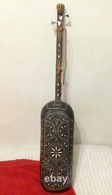 Rare GUIMBRI Traditional 3 Strings Acoustic Bass Guitar with pickup GNAWA TRANCE