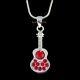 Red Acoustic Guitar Made With Swarovski Crystal Music Class Folk Rock Necklace