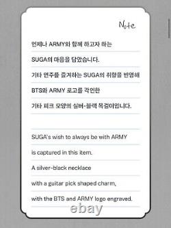 SHIP NOW BTS SUGA Artist Made Collection Guitar Pick Necklace SILVER Sealed