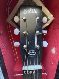 Stella 6 String Acoustic Guitar Steel Reinforced Neck Made In USA With Case