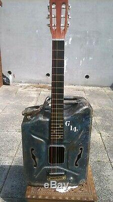 UNIQUE VINTAGE WW2 Jerry can Hand made Six String Acoustic Electric Guitar