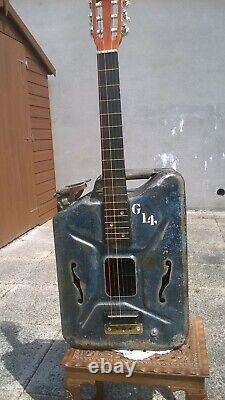 UNIQUE VINTAGE WW2 Jerry can Hand made Six String Acoustic Electric Guitar