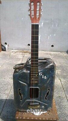 UNIQUE VINTAGE WW2 Jerry can Hand made Six String Acoustic Electric Guitar