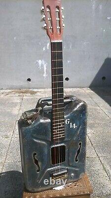 UNIQUE VINTAGE WW2 Jerry can Hand made Six String Acoustic Electric Guitar
