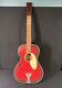 Vtg 1950's Wooden Red Harmony Acoustic Guitar Made In Usa