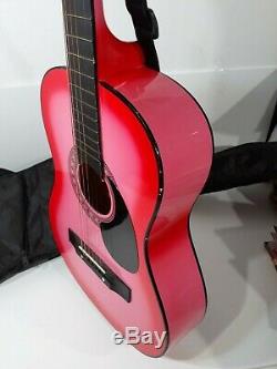 Vintage Crescent Acoustic Guitar 100% Hand Made Faded Pink