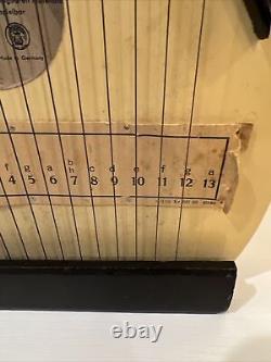 Vintage Gitarr-zither Made In Germany Wooden Guitar Rare Missing 1 String Vtg