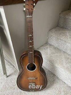 Vintage Late 30's Regal Acoustic appr 40 Guitar Rounded Neck Made in Chicago